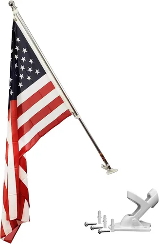 Vista 3 de FFN Mástil de bandera telescópico de aluminio giratorio sin enredos de 6 pies y soporte para banderas de 3 x 5 pies o 2 x 3 pies, incluye una