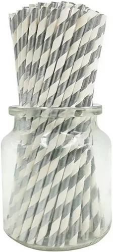Vista 11 de Pajitas biodegradables de papel a rayas rojas de 7.75 pulgadas, caja de 100 popotes ecológicos de Navidad rojos y blancos perfectos para beber