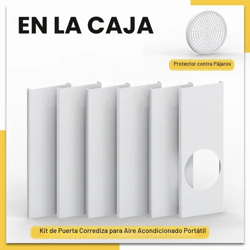 Vista 9 de Kit de aire acondicionado portátil para puerta corrediza, paquete de 6 rejillas de ventilación de puerta de CA, longitud máxima ajustable, kit