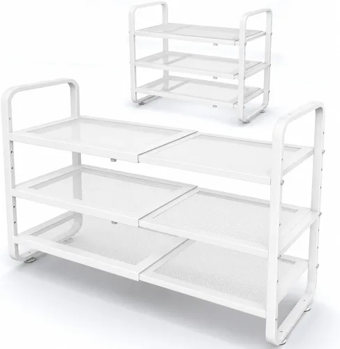 Vista 15 de Estante para zapatos SNTD - Organizador de zapatos ampliable para armario, estante de almacenamiento de zapatos de metal ajustable, soporte