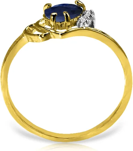 Vista 7 de Galaxy Gold GG Anillo de oro de 14 quilates con diamantes auténticos y zafiro natural en forma de corazón
