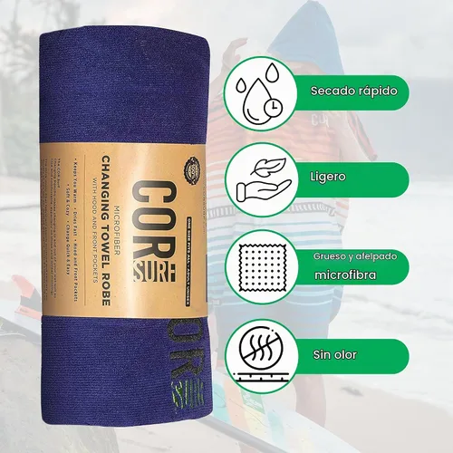 Vista 7 de COR Surf Poncho Toalla de Cambio con Capucha y Bolsillo Delantero Toalla de Microfibra Gruesa de Secado Rápido Large - Knightrider