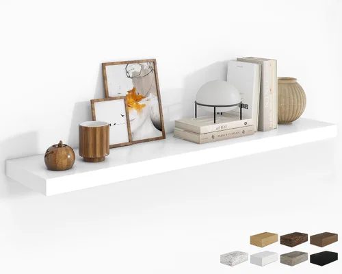 Vista 72 de RICHFOCUS Estantes flotantes de 8 pulgadas para estantes cuadrados de pared para dormitorio, cocina, baño, estante flotante de madera rústica