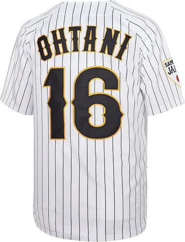 Vista 2 de Ohtani #16 Japón Hip Hop manga corta camisetas de béisbol cosidas para hombre