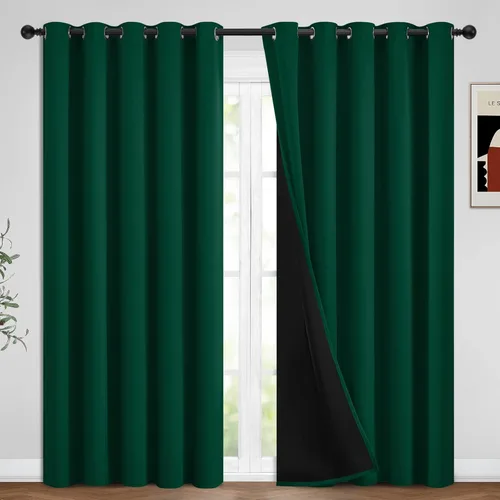 Vista 39 de Yakamok Cortinas negras, cortinas de ventana con aislamiento térmico y eficiencia energética para dormitorio, cortinas opacas completas y cortinas