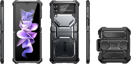 Vista 9 de i-Blason Armorbox Series - Funda para Samsung Galaxy Z Flip 4 5G (2022), funda resistente de cuerpo completo con reducción de impactos/parachoques