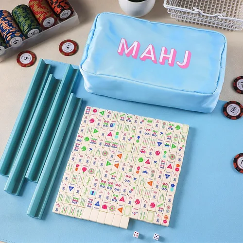 Vista 5 de Soulchen Mini juego de azulejos Mahjong americanos para viajes, viajes