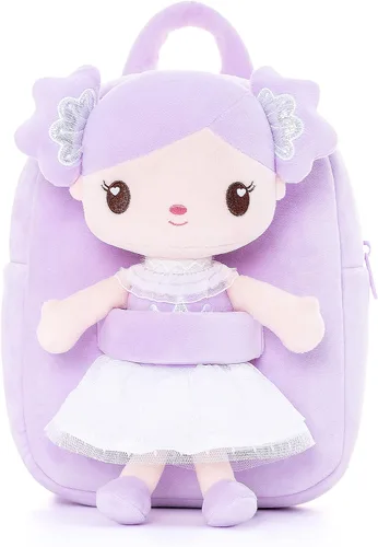 Vista 7 de Gloveleya Mochila para niños pequeños con muñeca púrpura caramelo de 9 pulgadas
