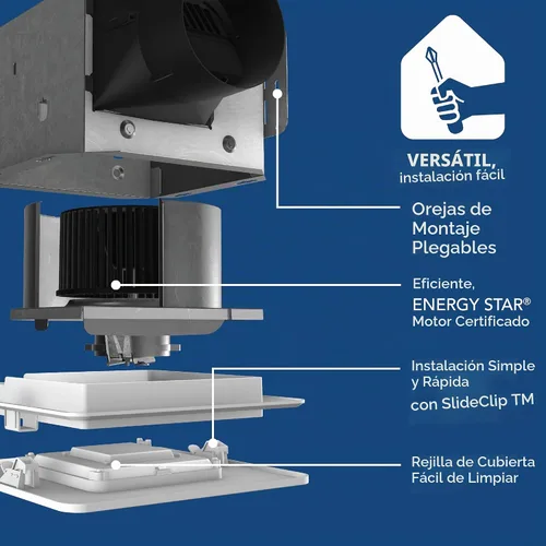 Vista 3 de Broan-NuTone Extractor de baño con luz LED – Fácil reacondicionamiento sin