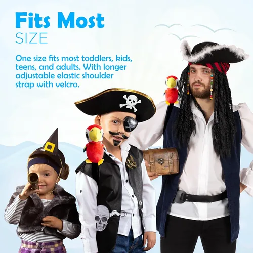 Vista 2 de 4E's Novelty Loro relleno en el hombro Accesorio de disfraz de pirata para niños y adultos, disfraz de Halloween para niños y niñas (1 pieza)