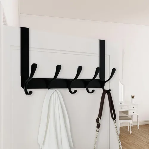 Vista 4 de WEBI Ganchos para colgar sobre la puerta, colgador de puerta, toallero sobre la puerta, perchero, toallero para abrigos, ropa, baño, color negro