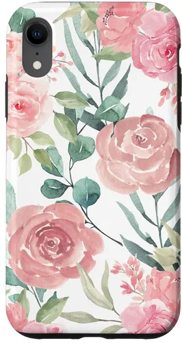 Vista 24 de iPhone 16 Pastel Pink Flower Print - Watercolor Floral Petals Blossom Case
