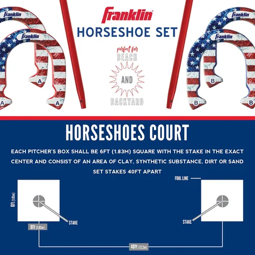 Vista 3 de Franklin Sports Horseshoes Sets - Game Sets for Adults + Kids - Includes (4) Horseshoes and (2) Ground Stakes