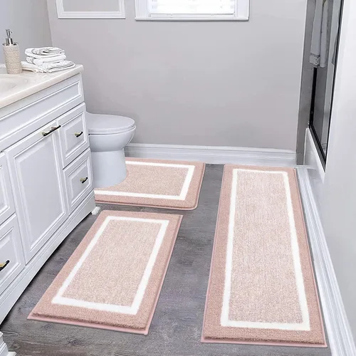 Vista 70 de Pauwer Juego de baño, alfombras de baño antideslizantes, alfombras de ducha absorbentes para suelo de baño, bañera y ducha, color azul aguamarina