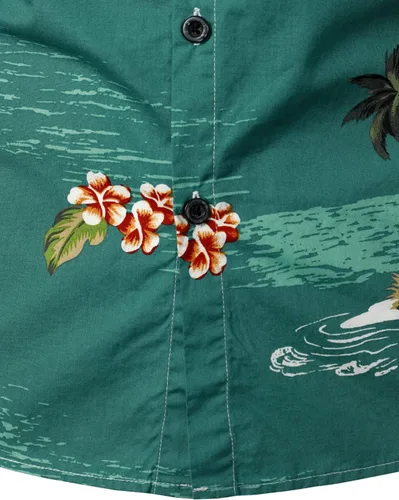 Vista 6 de JOGAL Camisa hawaiana Aloha de manga corta para hombre