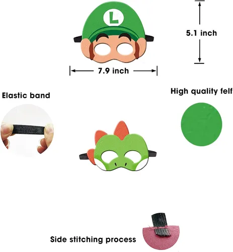 Vista 2 de Mario themed party supplies 12pcs birthday game themed blanket masks birthday gifts for boys and girls role play