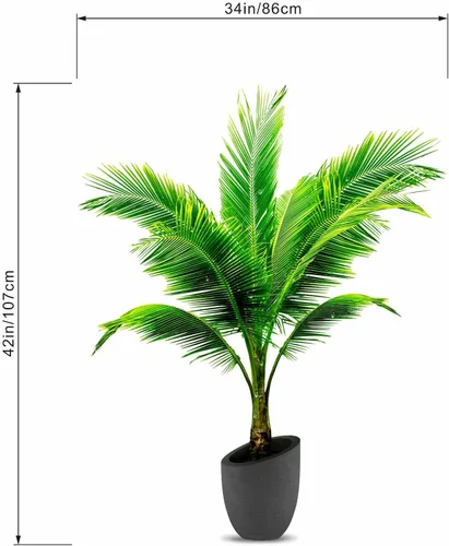Vista 4 de Calcomanías de pared de plantas en maceta de palmera de coco, plantas tropicales, hojas de árboles, calcomanías de pared para dormitorio, sala