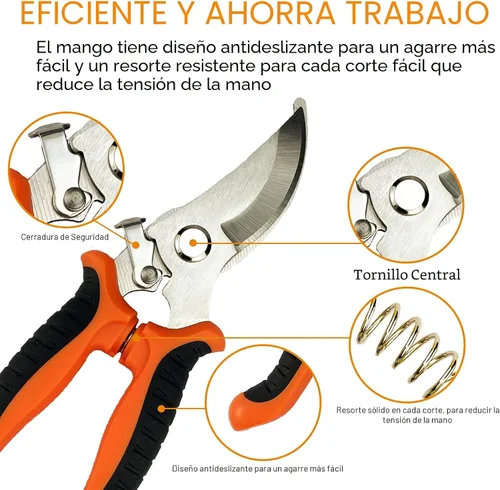 Vista 3 de Tijeras de podar, paquete de 4 tijeras de jardín con guantes de jardinería, cortadoras manuales, tijeras de jardín de acero inoxidable, podadoras