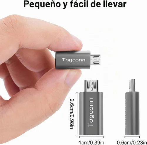 Vista 5 de Adaptador USB C a Micro USB, paquete de 2 unidades, USB tipo C (hembra) a micro USB (macho) Conector de conversión compatible con carga