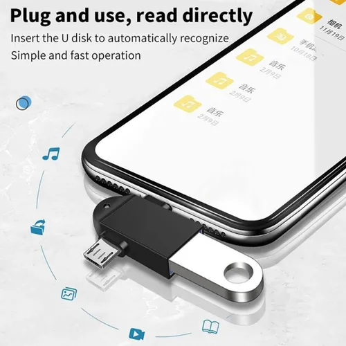 Vista 4 de Adaptador USB C OTG, Micro USB 2 en 1 y convertidor tipo C a USB 3.0 con transferencia de datos de 5 Gbps para teléfonos Android, tabletas