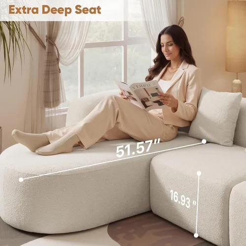 Vista 4 de Sofá modular de 114 pulgadas, moderno sofá deshuesado en forma de L con asiento profundo de gran tamaño, sofá nube para sala de estar, dormitorio