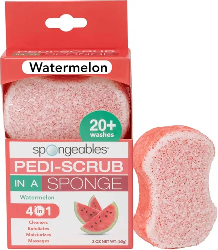 Vista 38 de Spongeables Pedi Scrub Foot Exfoliating 20+ Wash Sponge, aceite de argán, 2