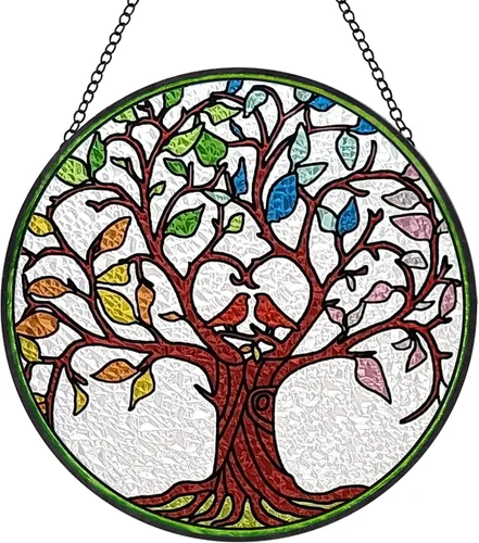 Vista 7 de Atrapasoles para colgar vidrieras de 10 pulgadas con panel de vidrio hecho a mano, decoración de ventana, regalo para mamá y abuela