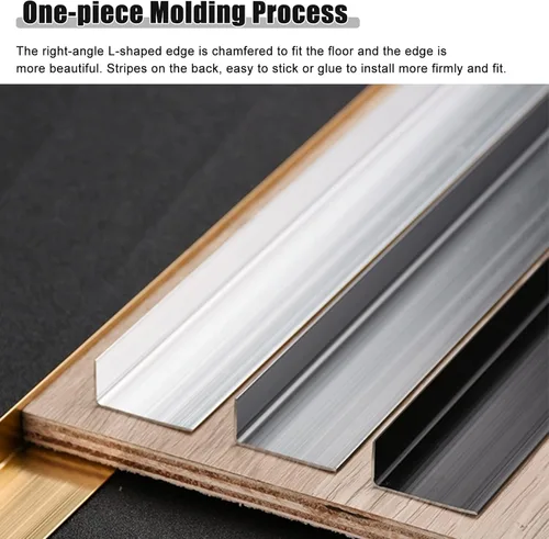 Vista 4 de Borde de tira de transición de piso de aluminio, reductor de umbral impermeable de madera a azulejos, para puertas de entrada