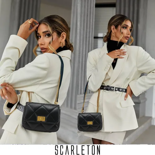 Vista 2 de Scarleton Crossbody Bags for Women, Quilted Shoulder Bag Purse, Gold Chain Crossbody Bag Purses for Women, H2117