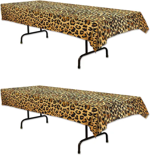 Vista 5 de Beistle Mantel con estampado de cebra, 54 x 108 pulgadas, 2 piezas, mantel de plástico, mantel con estampado de animales, decoraciones temáticas