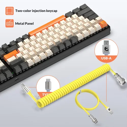 Vista 2 de Teclado para juegos K3-95% con cable y mouse de panal ultraligero con cable USB C en espiral, interruptor rojo lineal LIGHTSYNC RGB Chroma