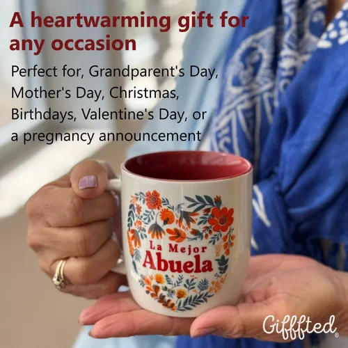 Vista 8 de Triple Gifffted Regalos para abuelos, tazas de café La Mejor Abuela y Abuelito en español, Latino Best Grandma and Grandpa, Regalo Dia Birthday and