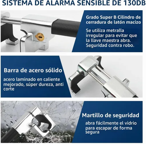 Vista 4 de Cerradura del volante con la alarma 130dB, dispositivo antirrobo