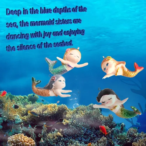 Vista 5 de Decoración flotante de pecera de sirena, decoraciones de acuario de dibujos animados para mascotas acuáticas para jugar adornos de acuario de resina
