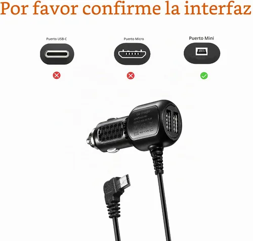 Vista 2 de Cable de carga de coche Cable de alimentación compatible con CARRVAS, Xgody J727, AROVA, AZDOME M550, Pruveeo D90-4CH, Magellan Roadmate, Garmin