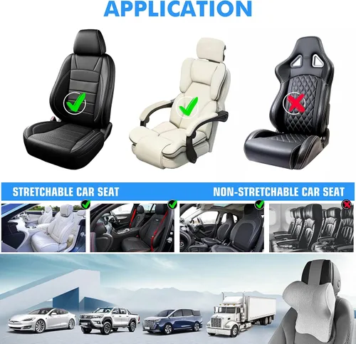 Vista 21 de Almohada para el Cuello del Asiento de Coche para Conducir, Almohada de Reposacabezas de Espuma Viscoelástica Suave con Correa Ajustable y Funda