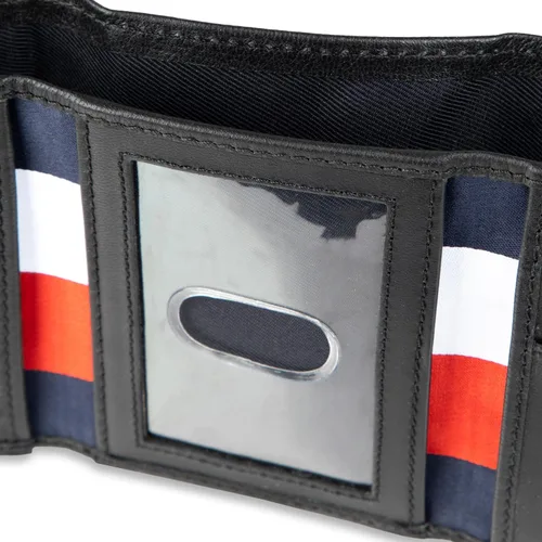 Vista 5 de Tommy Hilfiger - Cartera para hombre, triple pliegue, delgada, incluye ventana de identificación y tarjetero para tarjetas de crédito Rayas negras