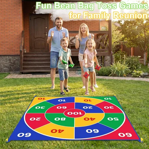 Vista 2 de Juego gigante 2 en 1 de lanzamiento de bolsas de frijoles, juego de lanzamiento de bolsas de frijol, juego grande de 4.5 pies de doble cara con 10