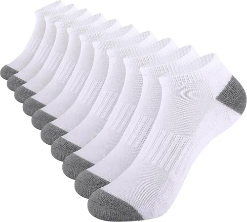 Vista 7 de Comfoex 10 pares de calcetines para niños de 4-6, 6-8, 8-10 años, calcetines deportivos de corte bajo para niños, calcetines cortos medio acolchados