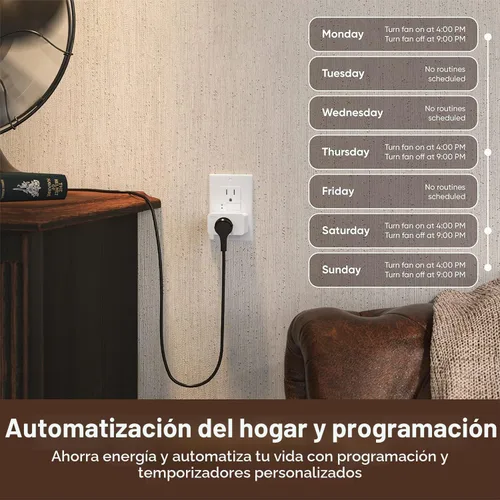 Vista 4 de Enchufe inteligente de Wyze Lifestyle, enchufe de salida Wi-Fi para hogar inteligente de 2.4GHz compatible con Alexa, Asistente de Google, IFTTT, 15