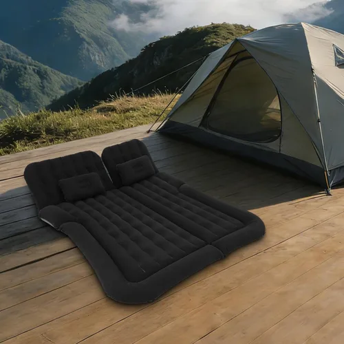 Vista 4 de Colchón inflable de aire para automóvil, cama de aire para campamento, cama de aire gruesa de doble cara con bomba eléctrica, 2 almohadas