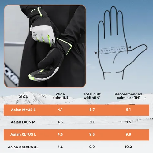 Vista 6 de ROCKBROS Guantes de invierno para clima frío, guantes de ciclismo para hombres y mujeres, resistentes al agua, pantalla táctil, resistentes al