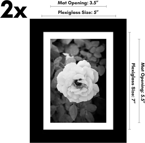 Vista 2 de Americanflat Portarretratos de 5 x 7 pulgadas con plexiglás pulido, juego de 2 unidades, para uso como marco de 4 x 6 con paspartú o para fotos de 5