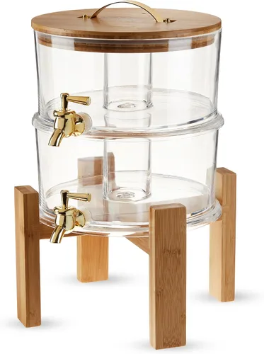 Vista 6 de Twine Dispensador doble de bebidas al aire libre, dispensador de espita de bebidas, dispensador de cóctel para fiestas con soporte de bebida