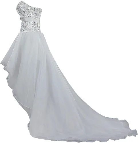 Vista 3 de Vestido de novia de organza de alta baja para mujer sin