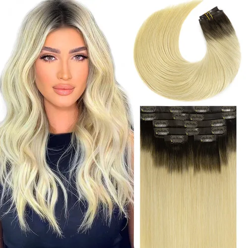 Vista 52 de Lacer Extensiones de cabello humano Remy sin costuras, color negro #1, ultra fino, doble trama de poliuretano, invisible, 7 unidades, 4.33 oz
