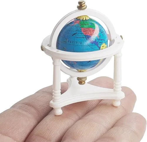 Vista 10 de Odoria Accesorios de decoración de casa de muñecas con globo mundial en miniatura, 1/12, marrón rojizo