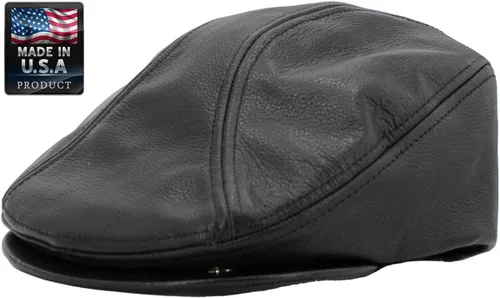 Vista 2 de KBETHOS Gorras clásicas de periódicos de la colección Ivy de Ascot de cuero fabricadas en Estados Unidos