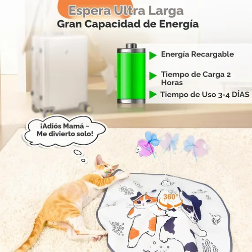 Vista 6 de ORSDA Juguetes para gatos de interior, 5 en 1, juguetes automáticos interactivos para gatitos, juguetes eléctricos recargables para ocultar