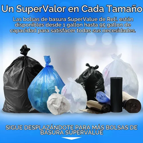 Vista 7 de Reli. Bolsas de basura de 13 galones 250 bolsas Transparentes Forros de cocina altos
